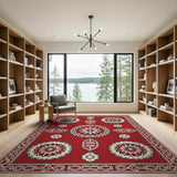 Floral Red Persian Floral Medallion Area Rug