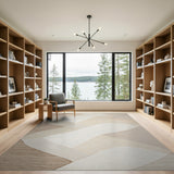 Beige and Neutral Beige Abstract Wave Geometric Area Rug
