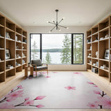 Pink Blush Pink Cherry Blossom Floral Rug