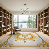 Ornate Golden Sunflower Mandala Rug