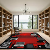 Pixelated Red Synth Studio Area Rug
