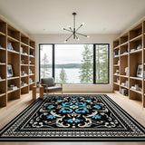 Blue and Teal Ornate Blue Floral Persian Area Rug
