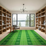 Green Woven Heritage Tribal Rug with Tree Motifs