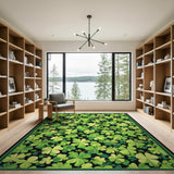 Green Lucky Shamrock Green Clover Area Rug