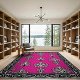 Pink Floral Vintage Elegant Pink Damask Floral Area Rug