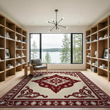 Ornate Red Medallion Persian Traditional Persian Area Rug