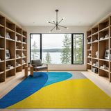 Abstract Blue Teal Yellow Area Rug