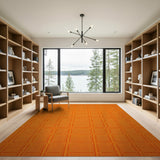 Vibrant Orange Geometric Woven Area Rug