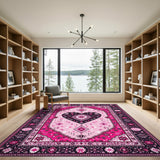 Pink Heart Floral Vintage Area Rug