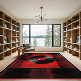 DEEZKZ Red Vinyl Record Distressed Area Rug
