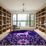 Pink Unicorn Floral Area Rug