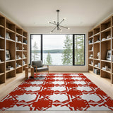 Red Geometric Modern Bold Red Geometric Lattice Area Rug