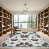 Paw Print and Bone Washable Area Rug