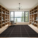 Modern Black Grid Plaid Area Rug