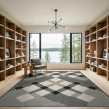 Grey Modern Grey Diamond Plaid Area Rug