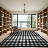 Bold Rustic Farmhouse Bold Black White Buffalo Check Area Rug