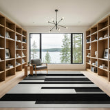 Modern Black White Geometric Black and White Area Rug