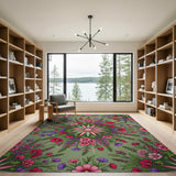 Lush Pink Floral Strawberry Area Rug