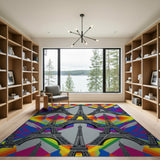 Multi-color and Patterns Rainbow Eiffel Tower Geometric Area Rug