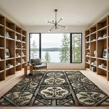 Vintage Green Botanical Lattice Area Rug