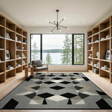 Modern Geometric Black White No. 12 Area Rug