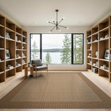 Brown Geometric Woven Border Area Rug