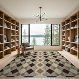 Beige Diamond Geometric Woven Area Rug