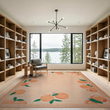 Whimsical Peach Fruit Border Area Rug