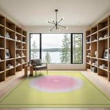 Pink Sunburst Radial on Sunny Yellow Area Rug