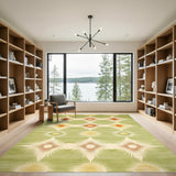 Geometric Modern Green Starburst Geometric Area Rug