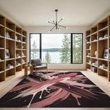 ODIKA Abstract Brushstroke Pink Washable Area Rug - Low Pile Non-Slip Modern Carpet