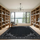 Gothic Silver Bats Black Area Rug