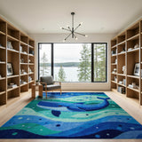 Cute Blue Whale Ocean Kids Rug
