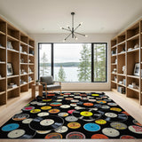 ODIKA Retro Vinyl Record Washable Area Rug - Non-Slip Low Pile Vintage Music Decor