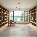 Modern Pink Grey Abstract Geometric Area Rug