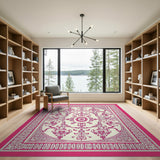 Pink Ornate Baroque Floral Rug