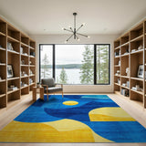 Geometric Modern Blue Teal Geometric Abstract Area Rug