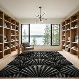 Scallop Shell Black White Area Rug
