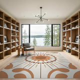 Terracotta Sunburst Geometric Area Rug