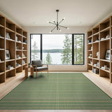 Green and Beige Checkered Woven Area Rug