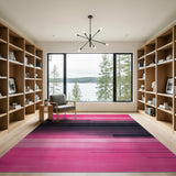 Pink Black Gradient Stripe Geometric Rug