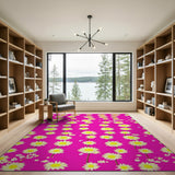 Vibrant Pink Daisy Chain Area Rug