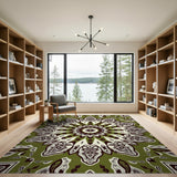 Lush Green Mandala Floral Area Rug