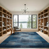 Blue and Teal Heritage Tribal Blue Teal Heritage Tribal Geometric Area Rug