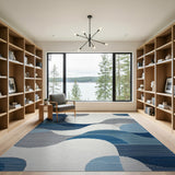 Abstract Blue Wave Geometric Geometric Modern Area Rug