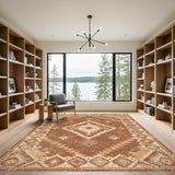 Distressed Brown Tribal Area Rug