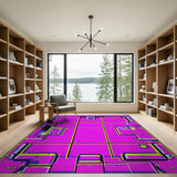 Vibrant Pink Neon Grid Area Rug
