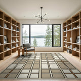 Beige Grid Cross Patchwork Area Rug