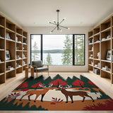 Nuzzling Deer in Autumn Forest Area Rug
