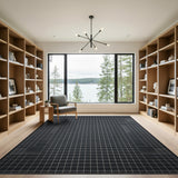 Geometric Modern Black White Grid Area Rug